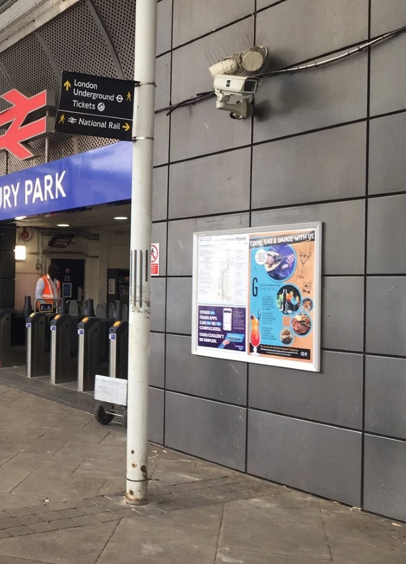 Local advertising notice board at Finsbury Park station
